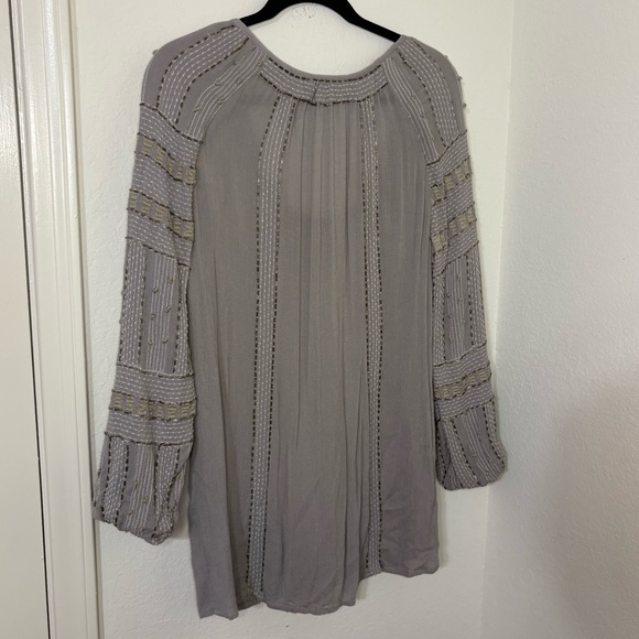 Free People Gray Beaded Embroidered Tunic Top size small - Picture 8 of 14